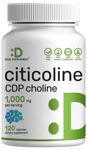 DEAL SUPPLEMENT Citicoline CDP Choline 1000mg 120 capsules vue de face