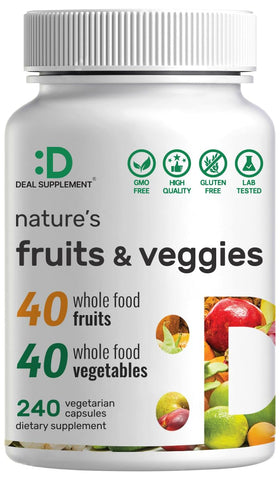 DEAL SUPPLEMENT Complément Alimentaire Fruits & Légumes 240 Capsules Végétales devant