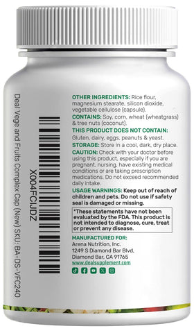 DEAL SUPPLEMENT Complément Alimentaire Fruits & Légumes 240 Capsules Végétales avec des fruits et légumes