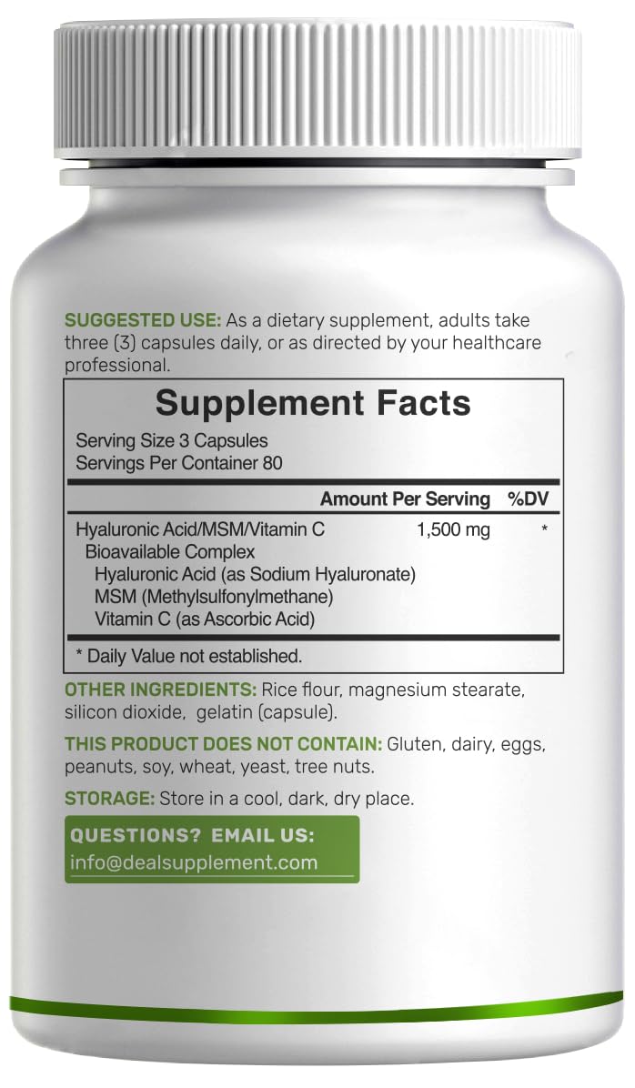DEAL SUPPLEMENT Complexe Acide Hyaluronique 1 500mg capsules ouvertes