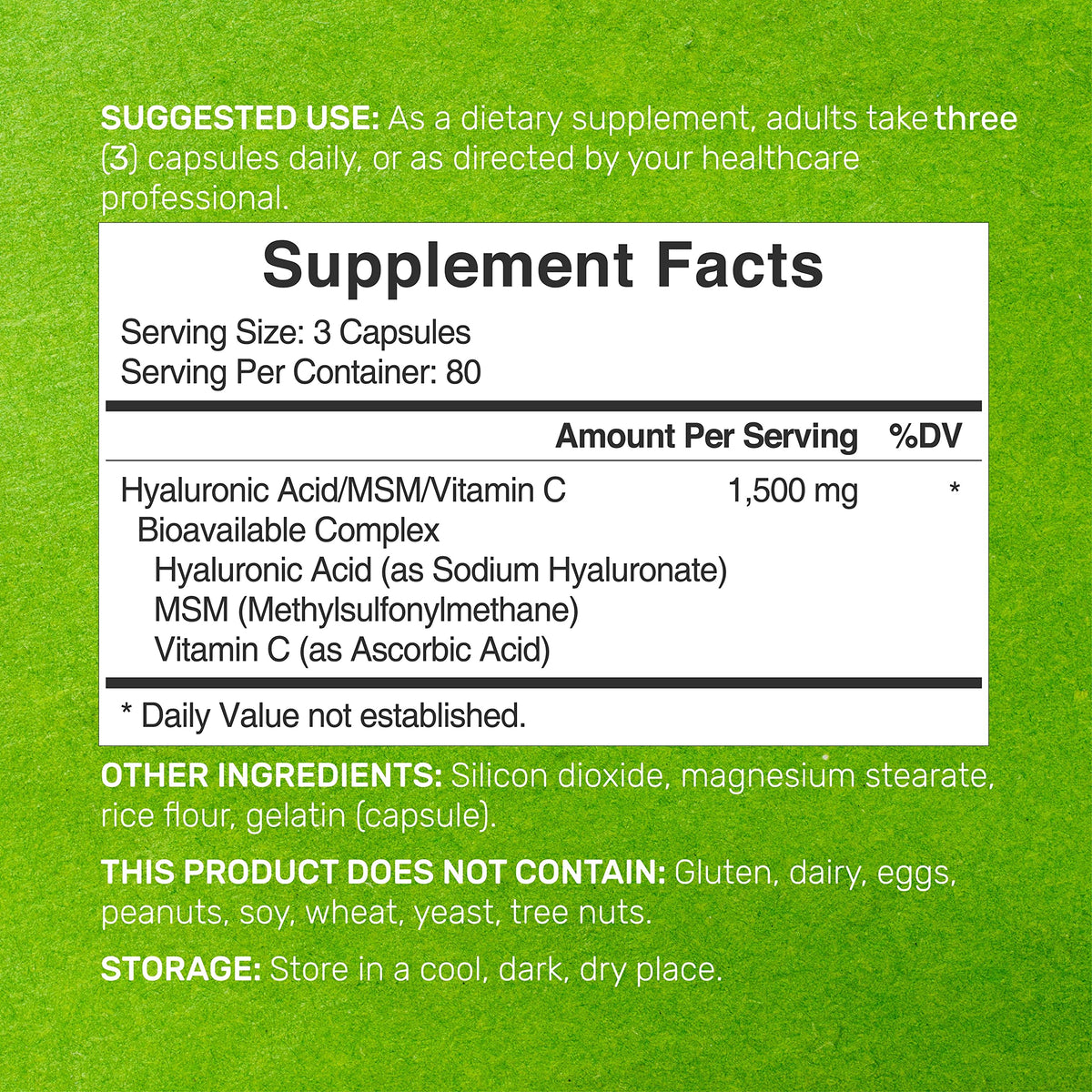 DEAL SUPPLEMENT Complexe Acide Hyaluronique 1 500mg capsules sur fond blanc