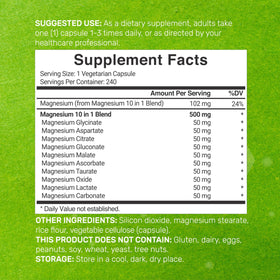 DEAL SUPPLEMENT Complexe de Magnésium 500 mg 240 Capsules Végétales vue arrière