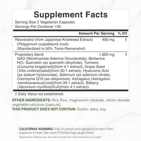 DEAL SUPPLEMENT Complexe de Resvératrol - étiquette des ingrédients