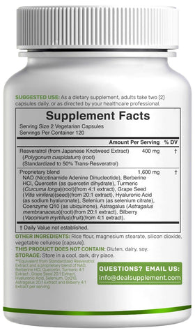 DEAL SUPPLEMENT Complexe de Resvératrol - présentation des capsules