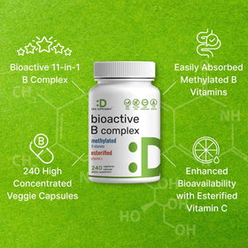 DEAL SUPPLEMENT Complexe de Vitamines B Bioactif 240 Capsules Végétales sur fond blanc