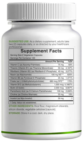 DEAL SUPPLEMENT Complexe de Vitamines B Bioactif 240 Capsules Végétales sur une table