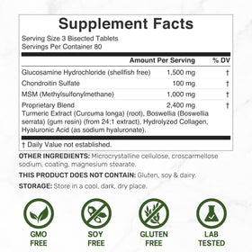 DEAL SUPPLEMENT Complexe Glucosamine Chondroïtine 240 comprimés, vue arrière