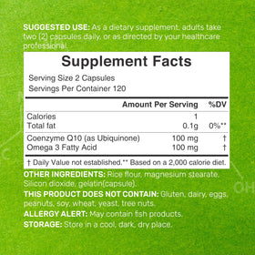 DEAL SUPPLEMENT CoQ10 100mg avec Omega 3 240 capsules vue de côté