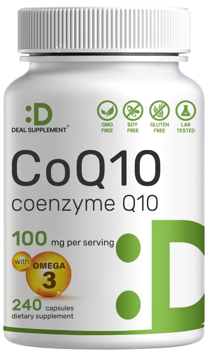 DEAL SUPPLEMENT CoQ10 100mg avec Omega 3 240 capsules vue de face