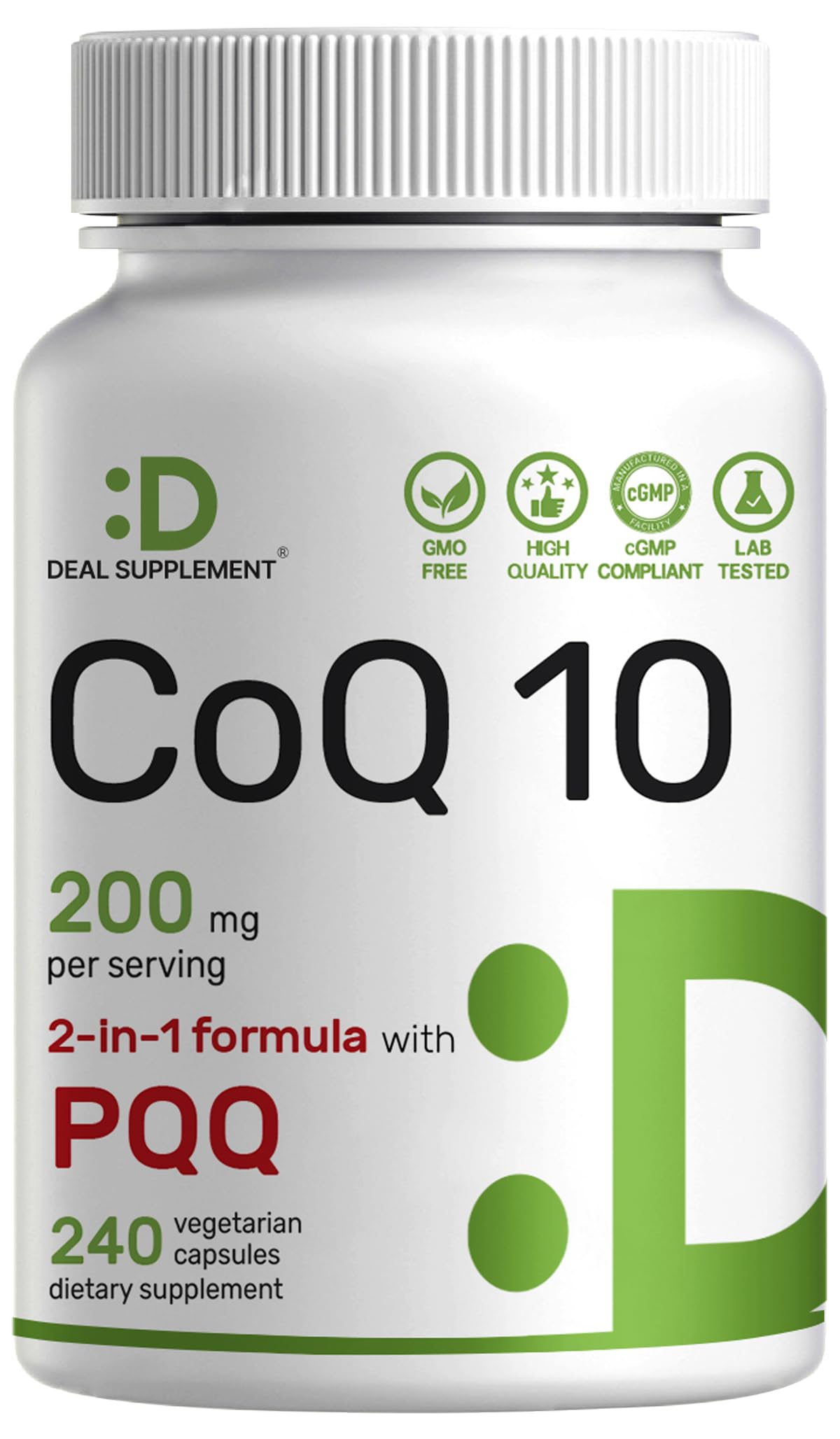 DEAL SUPPLEMENT CoQ10 200mg 240 capsules végétales vue de face