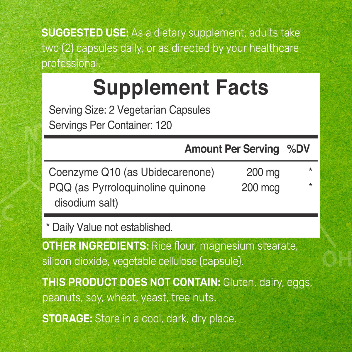 DEAL SUPPLEMENT CoQ10 200mg capsules végétales avec PQQ en gros plan