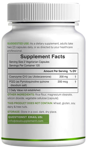 DEAL SUPPLEMENT CoQ10 200mg capsules végétales ouvertes