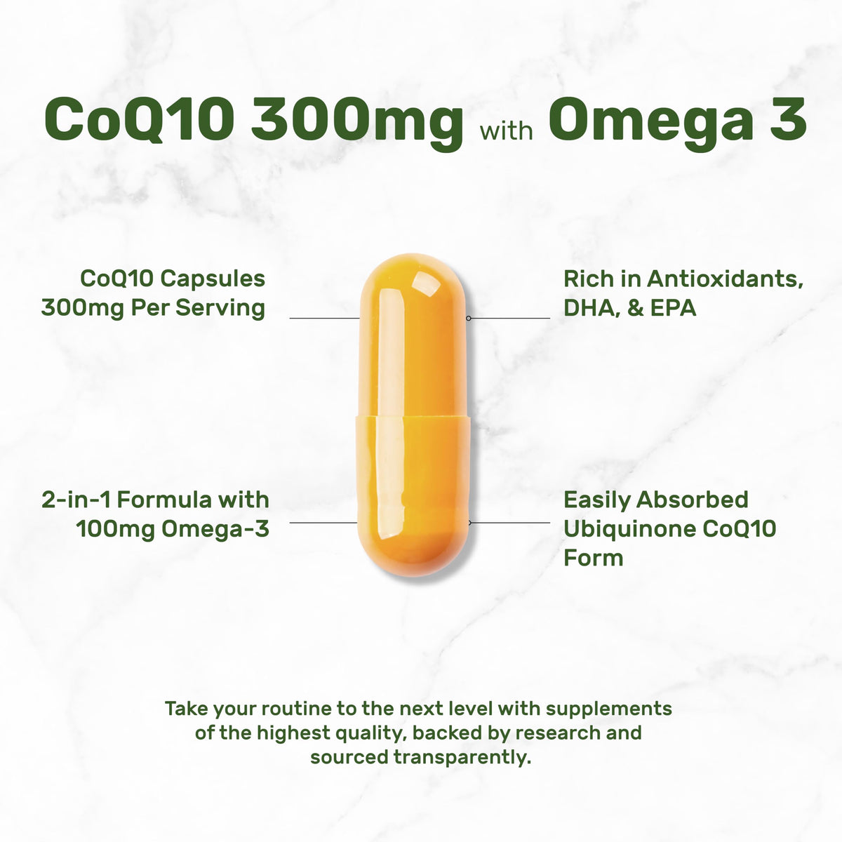 DEAL SUPPLEMENT CoQ10 300mg avec Omega 3 100mg, 240 capsules arrière