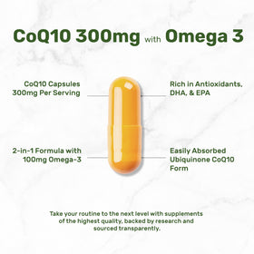 DEAL SUPPLEMENT CoQ10 300mg avec Omega 3 100mg, 240 capsules arrière