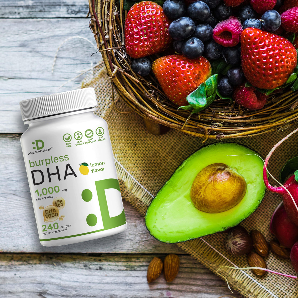 DEAL SUPPLEMENT DHA 1000mg gélules softgels avec citron
