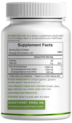 DEAL SUPPLEMENT DHA 1000mg gélules softgels et son emballage