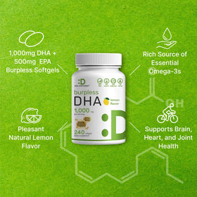DEAL SUPPLEMENT DHA 1000mg gélules softgels sur fond blanc