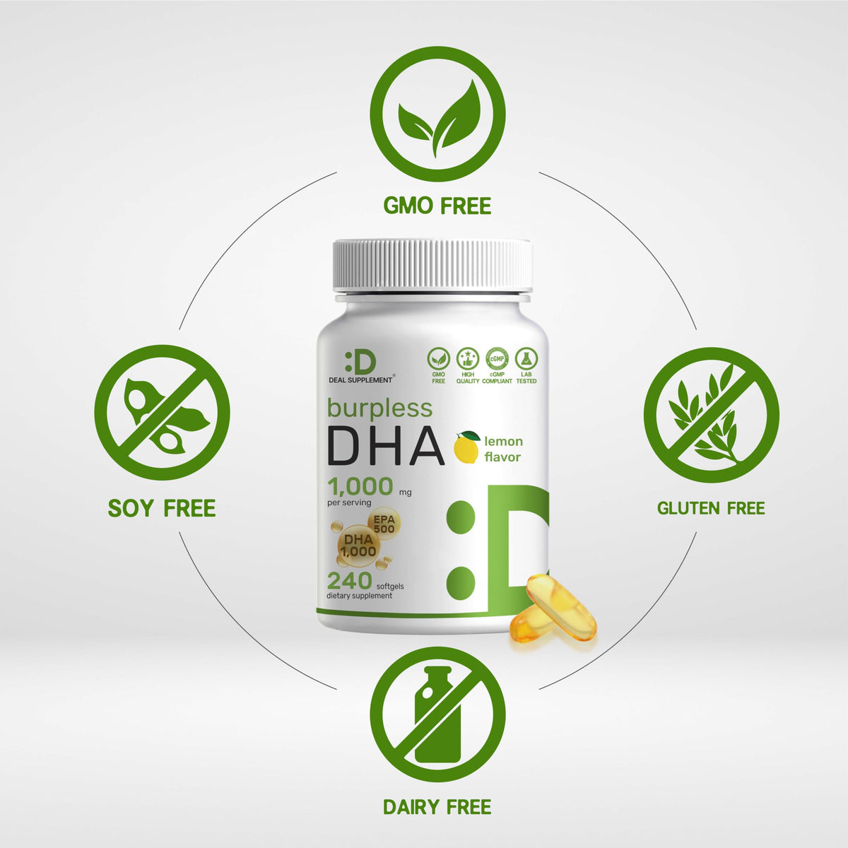 DEAL SUPPLEMENT DHA 1000mg gélules softgels vue de côté