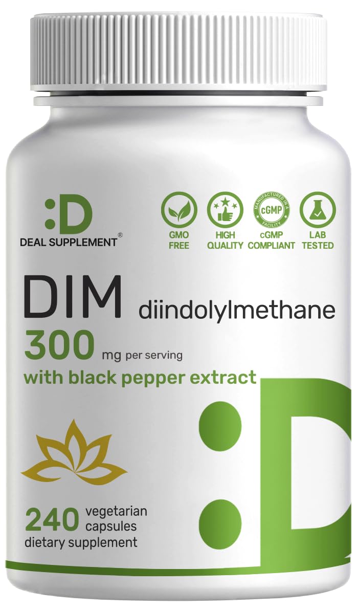 DEAL SUPPLEMENT DIM 300mg bouteille vue de face avec 240 capsules