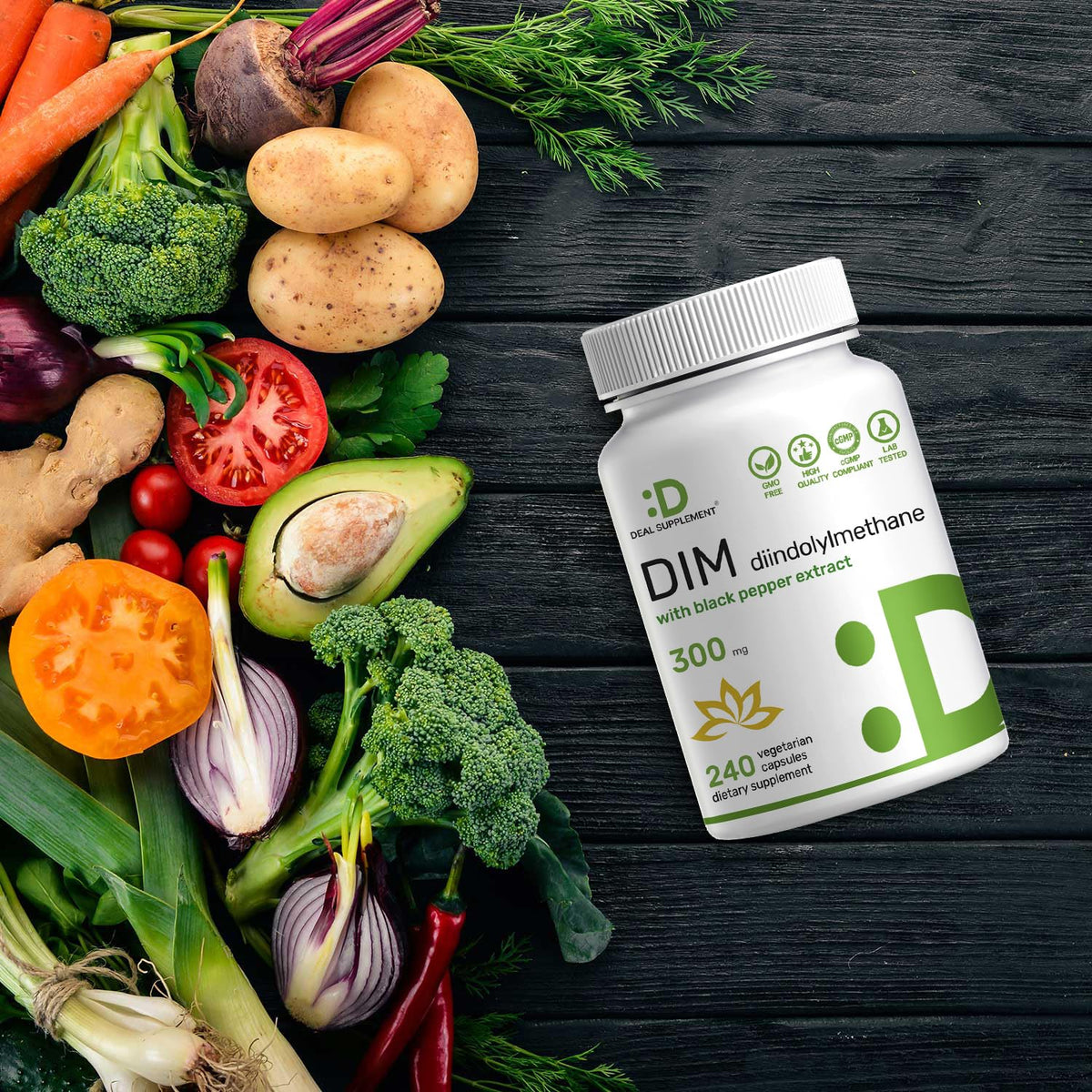 DEAL SUPPLEMENT DIM 300mg capsules avec fond neutre