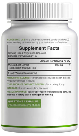 DEAL SUPPLEMENT Extrait de Feuille de Molène 240 Capsules sur fond neutre
