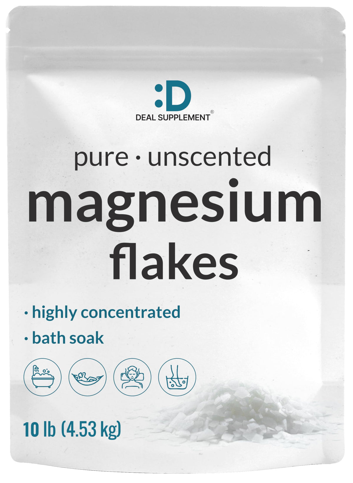 DEAL SUPPLEMENT Flocons de Magnésium Pur 10 lbs sachet avant