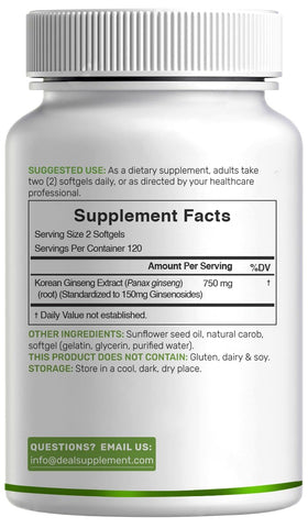 DEAL SUPPLEMENT Gélules de ginseng rouge coréen dans leur emballage