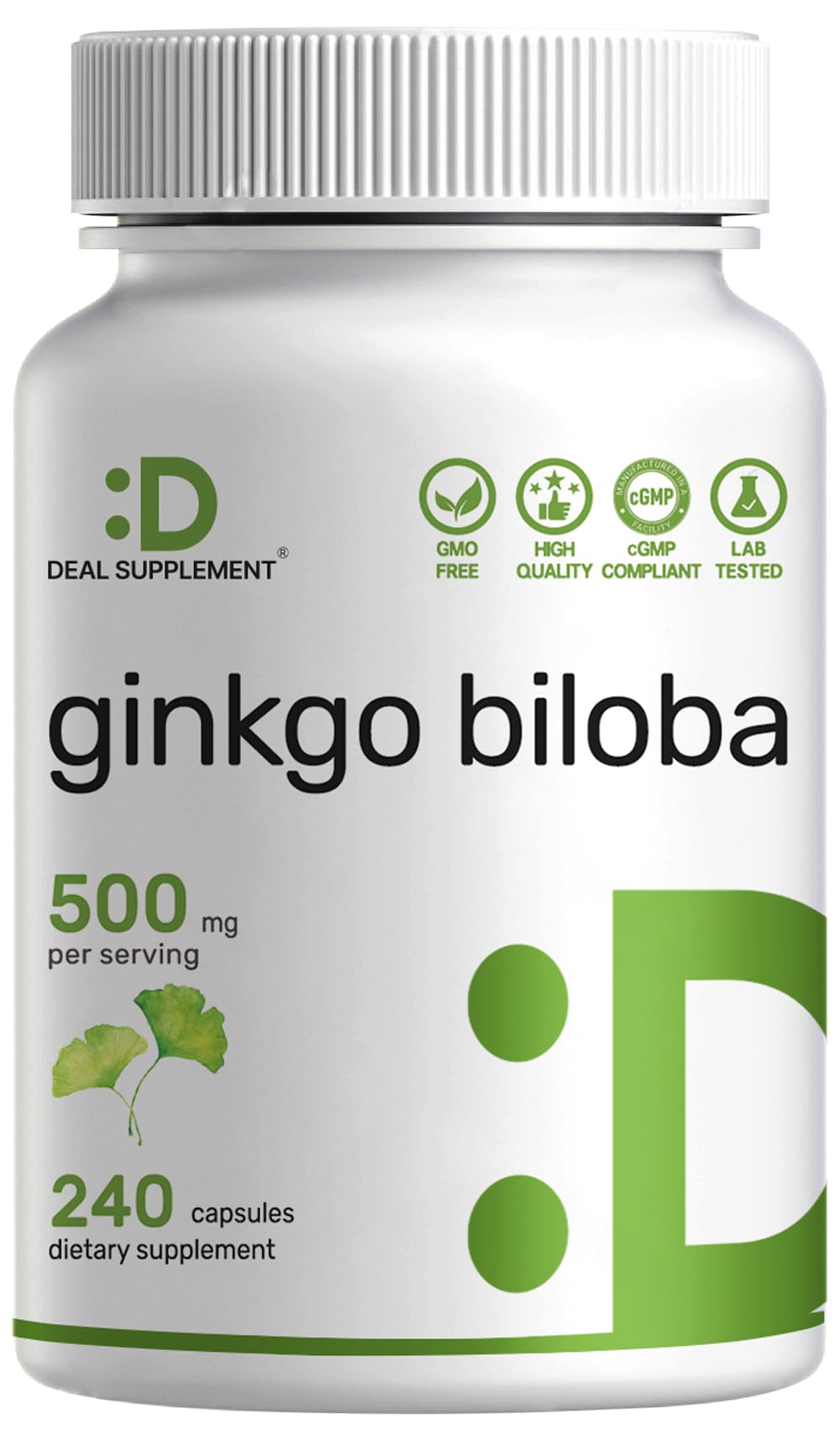 DEAL SUPPLEMENT Ginkgo Biloba 500mg 240 capsules vue avant