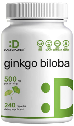 DEAL SUPPLEMENT Ginkgo Biloba 500mg 240 capsules vue avant