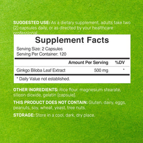 DEAL SUPPLEMENT Ginkgo Biloba 500mg bouteille avec étiquette