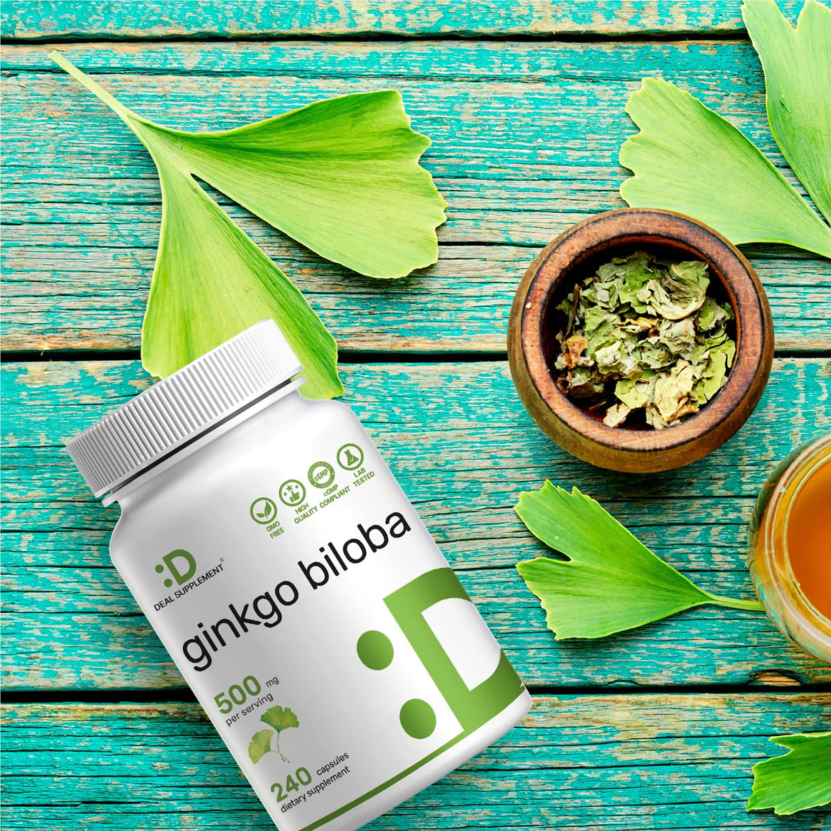 DEAL SUPPLEMENT Ginkgo Biloba 500mg capsules et ingrédients naturels