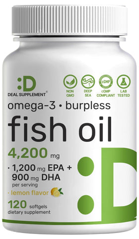 DEAL SUPPLEMENT Huile de Poisson Omega-3 4 200 mg 120 gélules vue avant