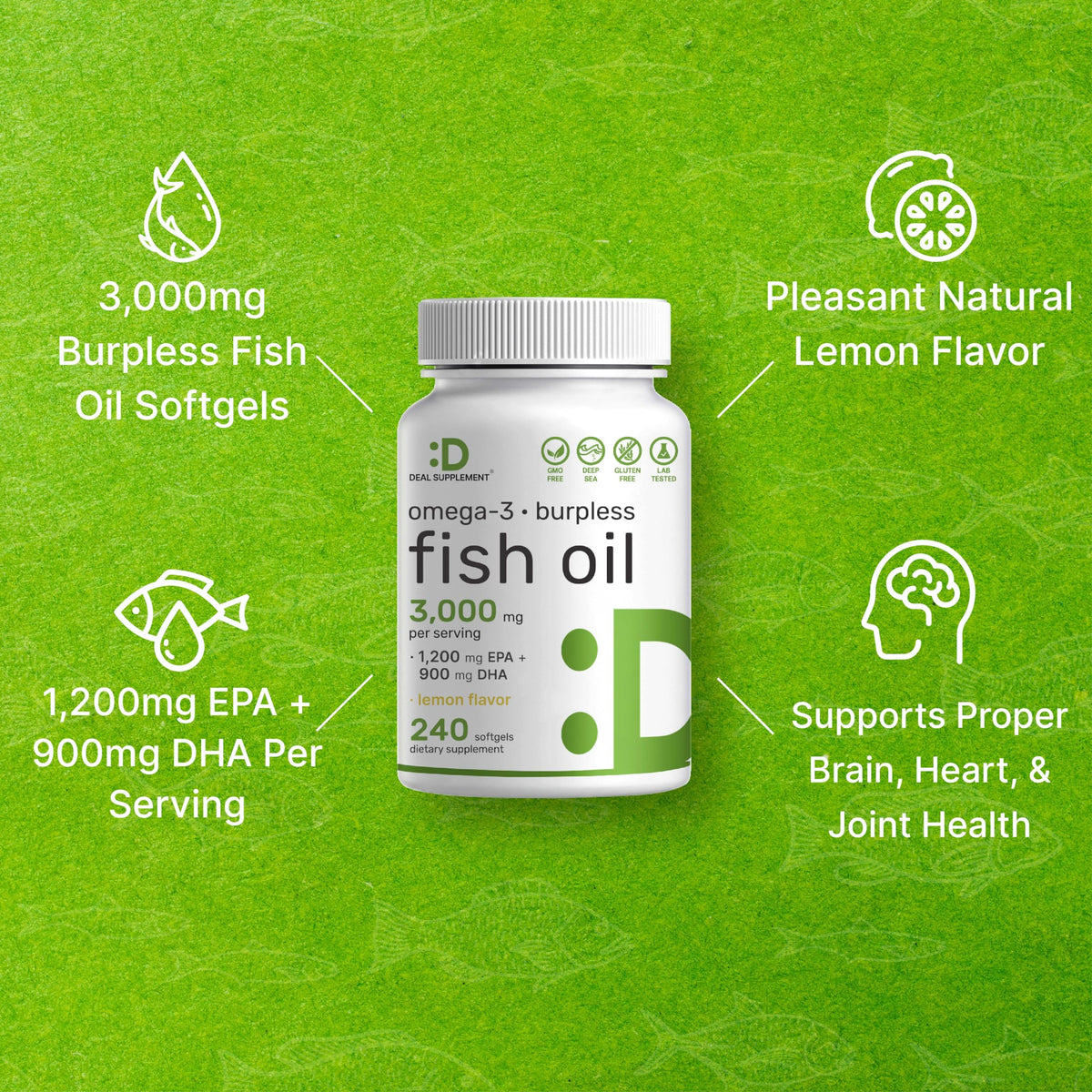 DEAL SUPPLEMENT huile de poisson Omega 3 gélules ouvertes