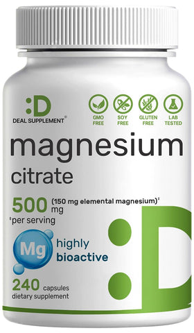 DEAL SUPPLEMENT Magnésium Citrate 500mg, flacon de 240 capsules