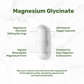 DEAL SUPPLEMENT Magnésium Glycinate 500mg 480 capsules végétales sur une surface