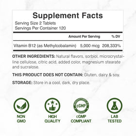 DEAL SUPPLEMENT Methyl B-12 5000 mcg 240 Tablettes vue latérale