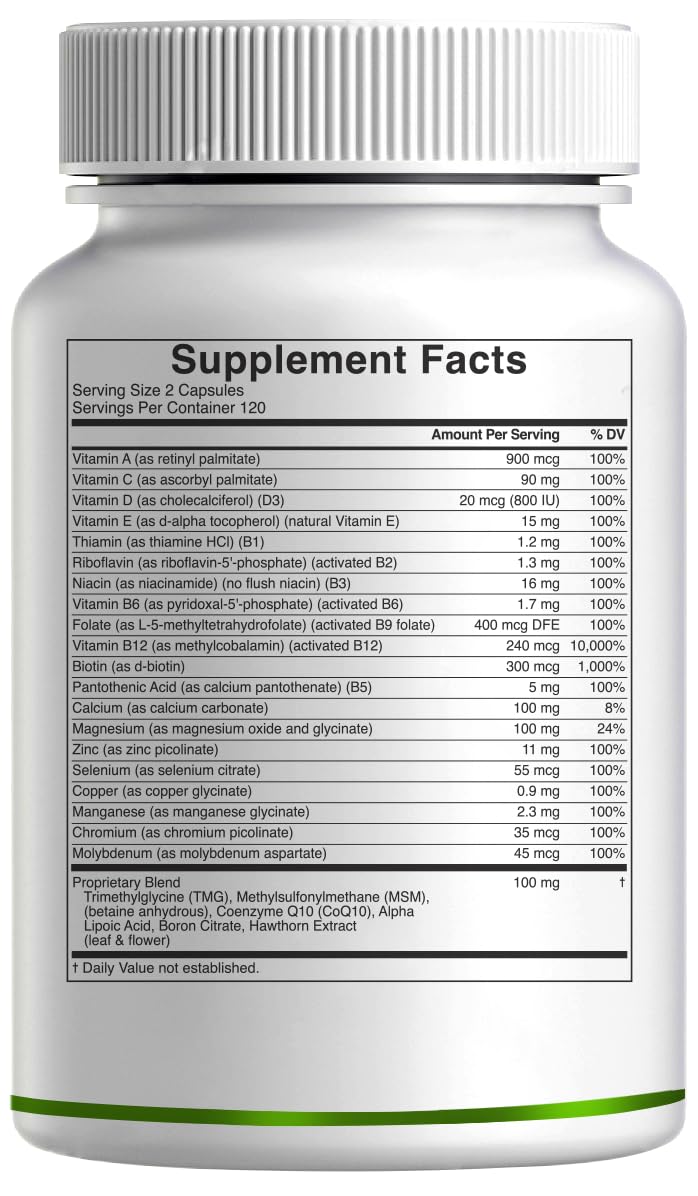 DEAL SUPPLEMENT Multivitamines Methylées 240 Capsules avec un verre d'eau