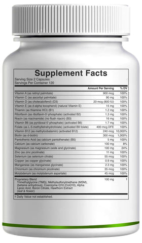 DEAL SUPPLEMENT Multivitamines Methylées 240 Capsules avec un verre d'eau