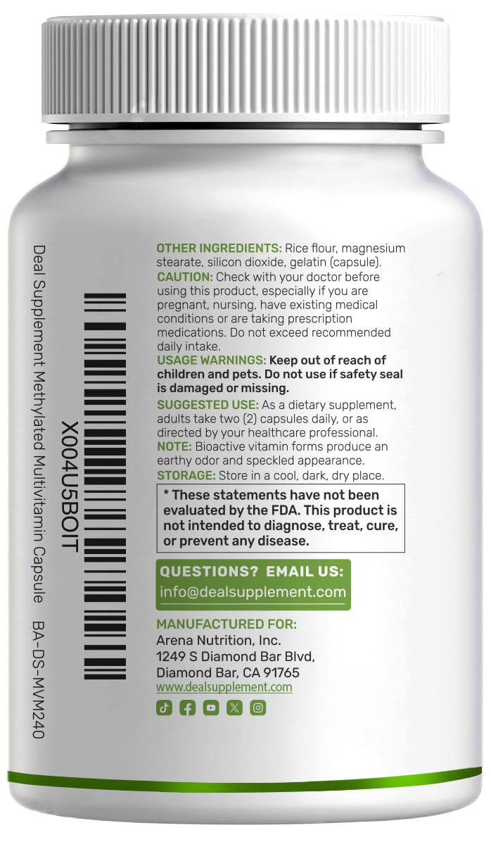 DEAL SUPPLEMENT Multivitamines Methylées 240 Capsules sur une table