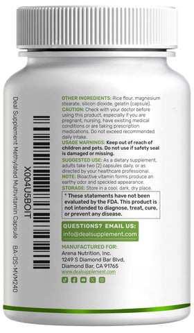 DEAL SUPPLEMENT Multivitamines Methylées 240 Capsules sur une table