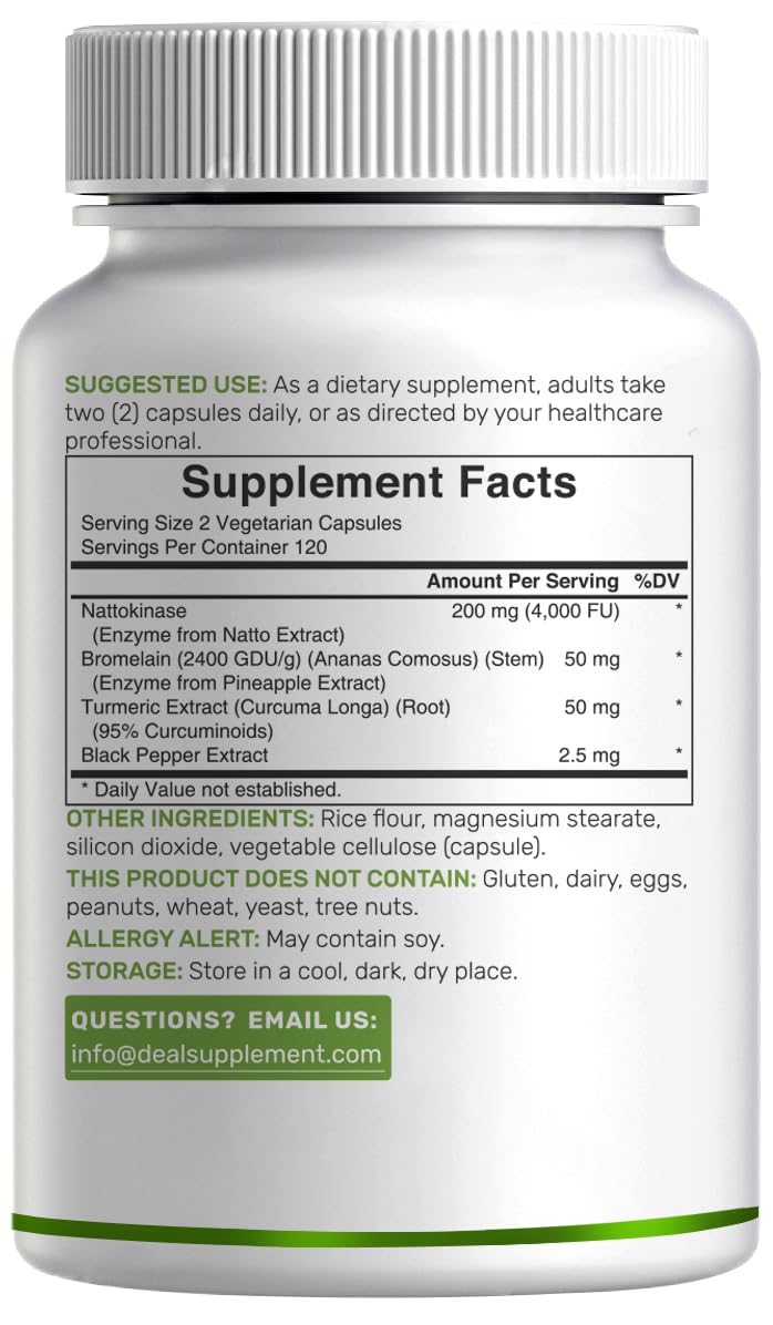 DEAL SUPPLEMENT Nattokinase 4 000 FU 240 capsules végétales avec ingrédients