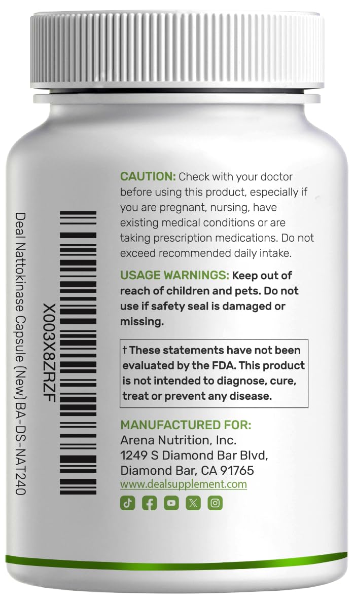 DEAL SUPPLEMENT Nattokinase 4 000 FU 240 capsules végétales en situation