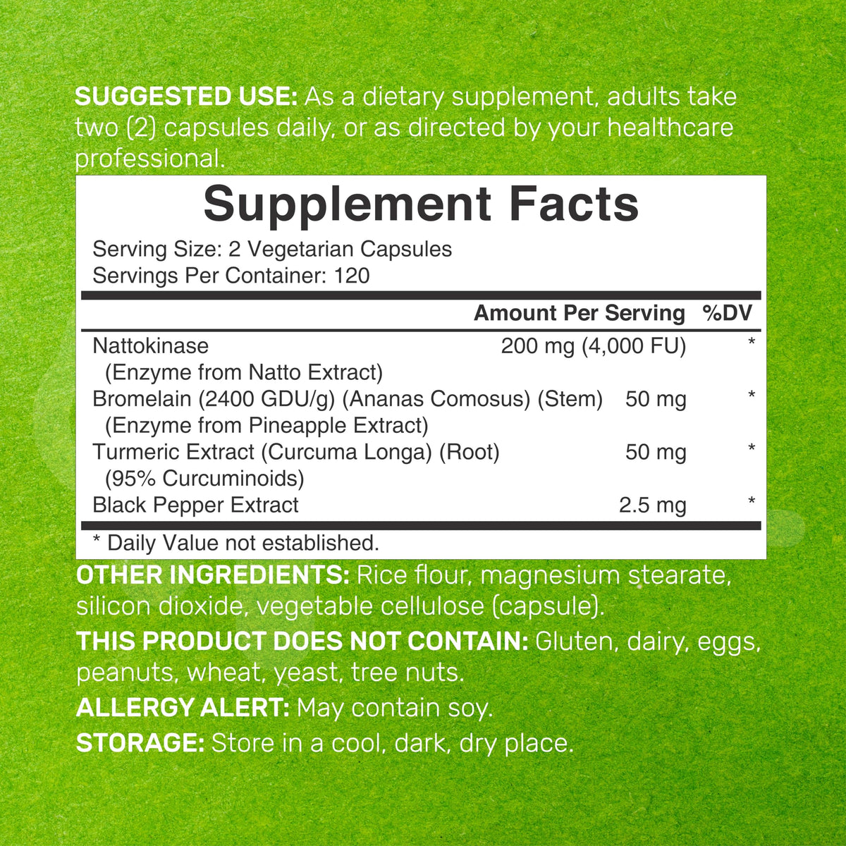 DEAL SUPPLEMENT Nattokinase 4 000 FU 240 capsules végétales vue arrière