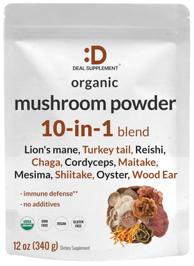 DEAL SUPPLEMENT Poudre de Champignon Bio 10 en 1 12oz vue avant