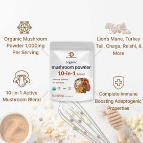 DEAL SUPPLEMENT Poudre de Champignon Bio 10 en 1 avec cuillère doseuse