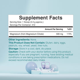 DEAL SUPPLEMENT Poudre de Citrate de Magnésium 500mg 3lbs sachet ouvert