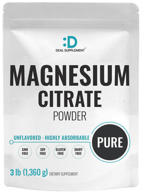 DEAL SUPPLEMENT Poudre de Citrate de Magnésium 500mg 3lbs vue de face