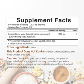 DEAL SUPPLEMENT Poudre de Lion's Mane Bio 1 500mg emballage