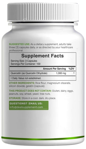 DEAL SUPPLEMENT Quercetine 1 000 mg 300 capsules avec d'autres compléments