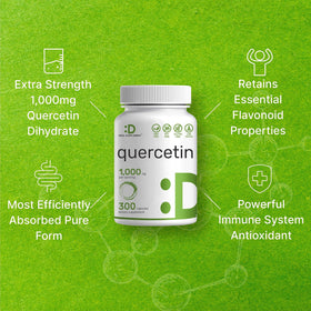 DEAL SUPPLEMENT Quercetine 1 000 mg 300 capsules sur une table